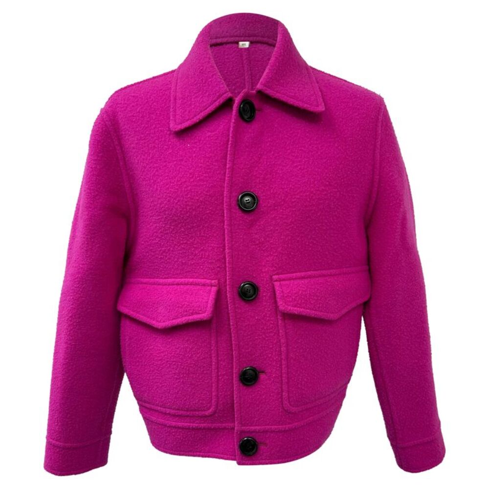 AMI Boxy Fit Double Face Coat in Pink Wool